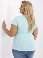 Miętowy t-shirt basic z plus size z okrągłym dekoltem 