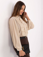 Jasnobeżowa elegancka koszula z plisowaniem