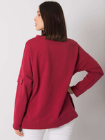 Bordowa bluzka plus size z kieszenią na rękawie Lunnara