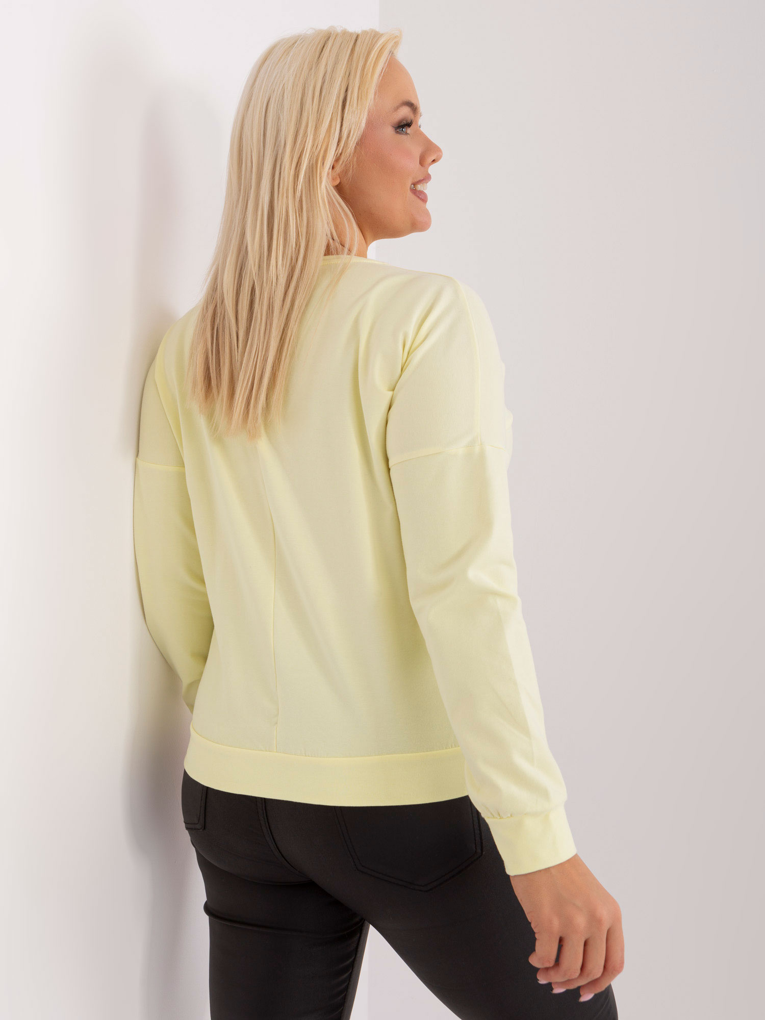 Hurt Jasnożółta bluzka plus size z okrągłym dekoltem
