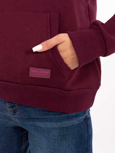 Burgundowa ocieplana bluza kangurka SUBLEVEL