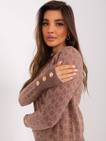 Hurt Jasnobrązowo-camelowy sweter klasyczny z okrągłym dekoltem