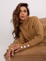 Hurtownia Camelowy damski sweter w prążek