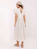 Jasnobeżowa midi sukienka na lato OCH BELLA 