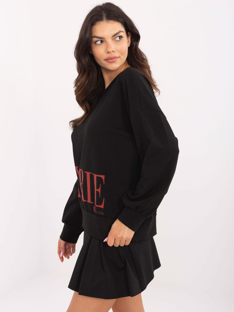 Hurtownia Czarna bawełniana bluza z napisem Cherie