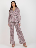 Hurt Beżowo-różowy trzyczęściowy komplet elegancki z topem