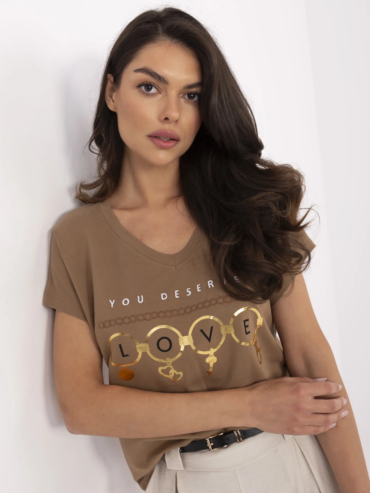 T-shirt jasny brązowy