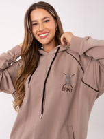 Ciemnobeżowy dresowy komplet z haftem