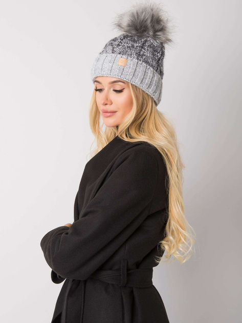 Szara czapka zimowa z pomponem Ally RUE PARIS