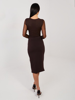 Czekoladowa dopasowana spódnica z bawełny BASIC FEEL GOOD 