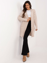 Hurtownia Beżowy damski kardigan z warkoczami 