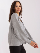 Hurtownia Szary dzianinowy komplet z wełną