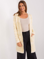 Hurt Jasnobeżowy miękki kardigan damski we wzory