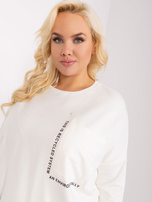 Wholesale Ecru blouse plus size with a round neckline.