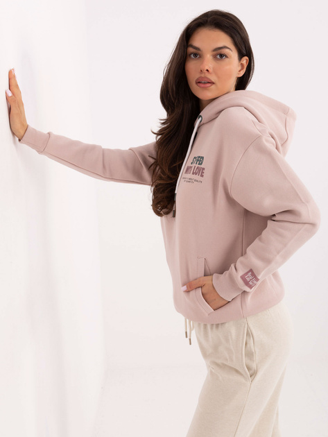 Brudnoróżowa dresowa bluza z napisami SUBLEVEL