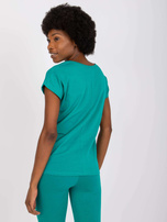 Ciemnozielony t-shirt V-neck damski Arlette