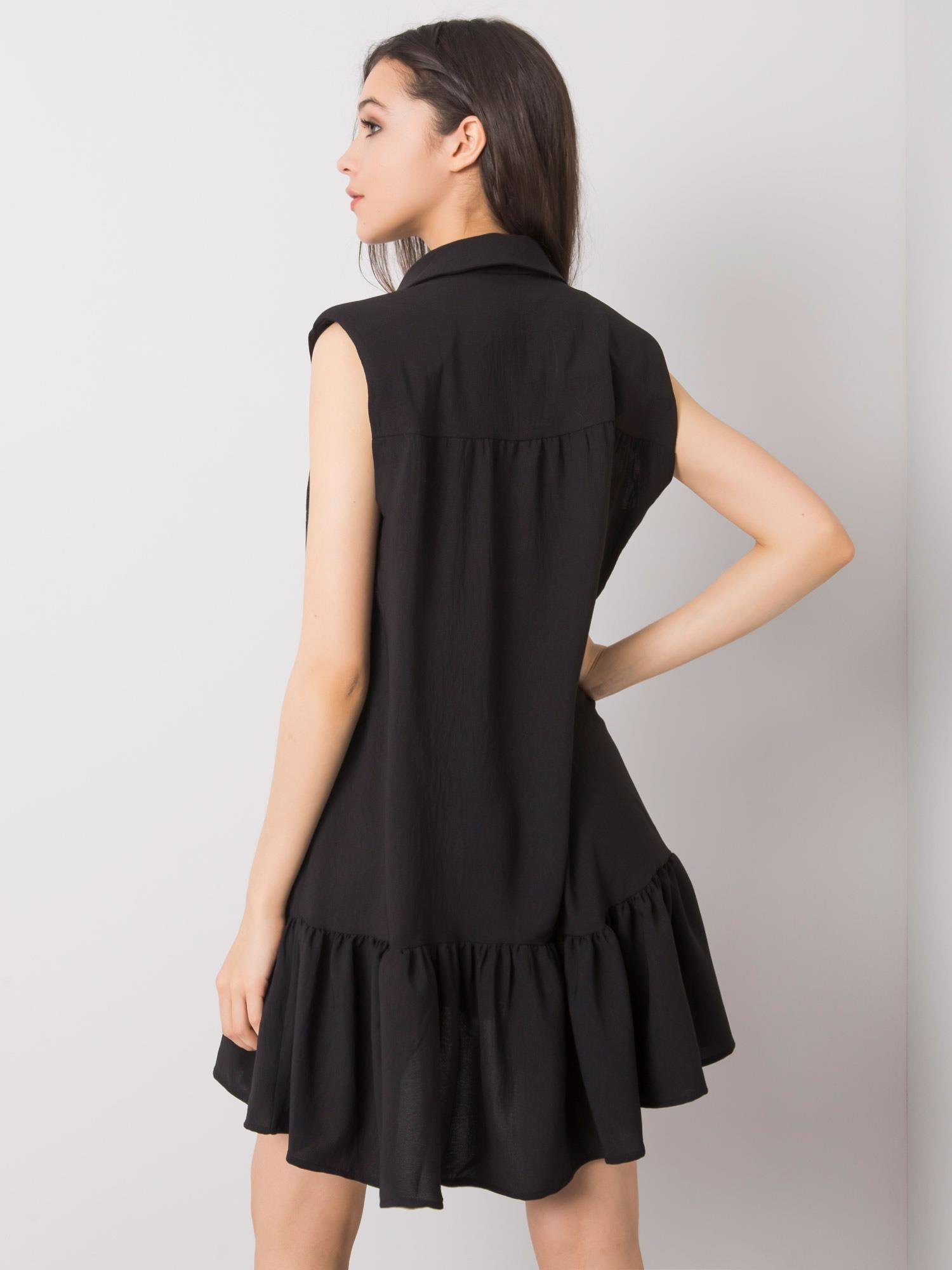 Black summer dress with a collar Odelia RUE PARIS.