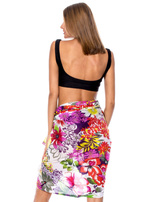 Hurtownia Biało-fioletowa bawełniana chusta w kwiaty 