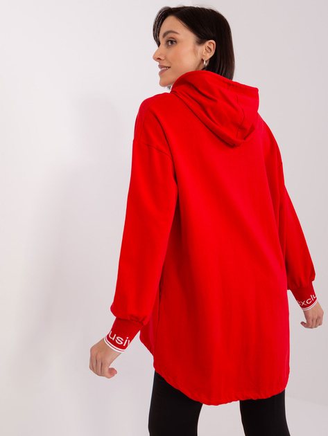 Hurt Czerwona bluza damska na suwak z kapturem