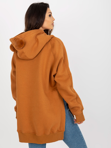 Hurt Jasnobrązowa dresowa bluza kangurka z kapturem