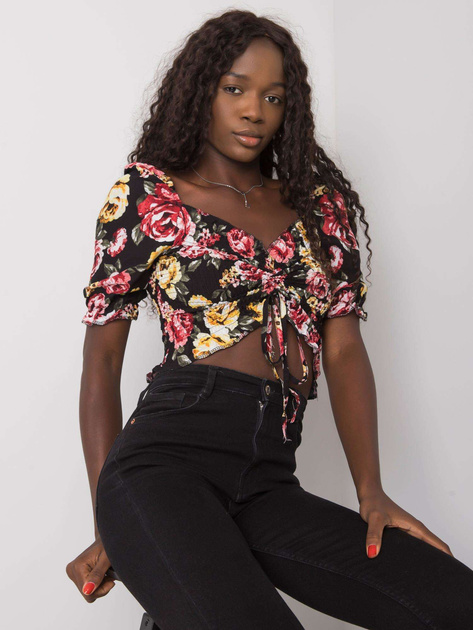 Czarna bluzka w kwiaty Laquinta RUE PARIS