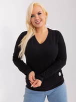 Hurt Czarna damska bluzka plus size z dekoltem V
