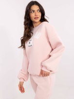 Hurtownia Jasnoróżowa ocieplana bluza bez kaptura