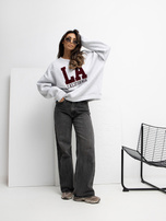 Jasnoszara bluza z okrągłym dekoltem RUE PARIS 