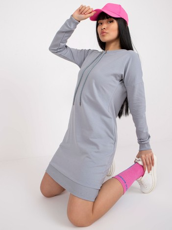 Grey Basic Sports Dress with Pockets