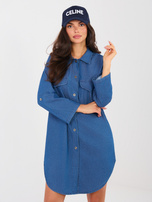 Niebieska jeansowa sukienka z kieszeniami RUE PARIS 