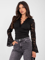 Black elegant bodysuit with hook closure.