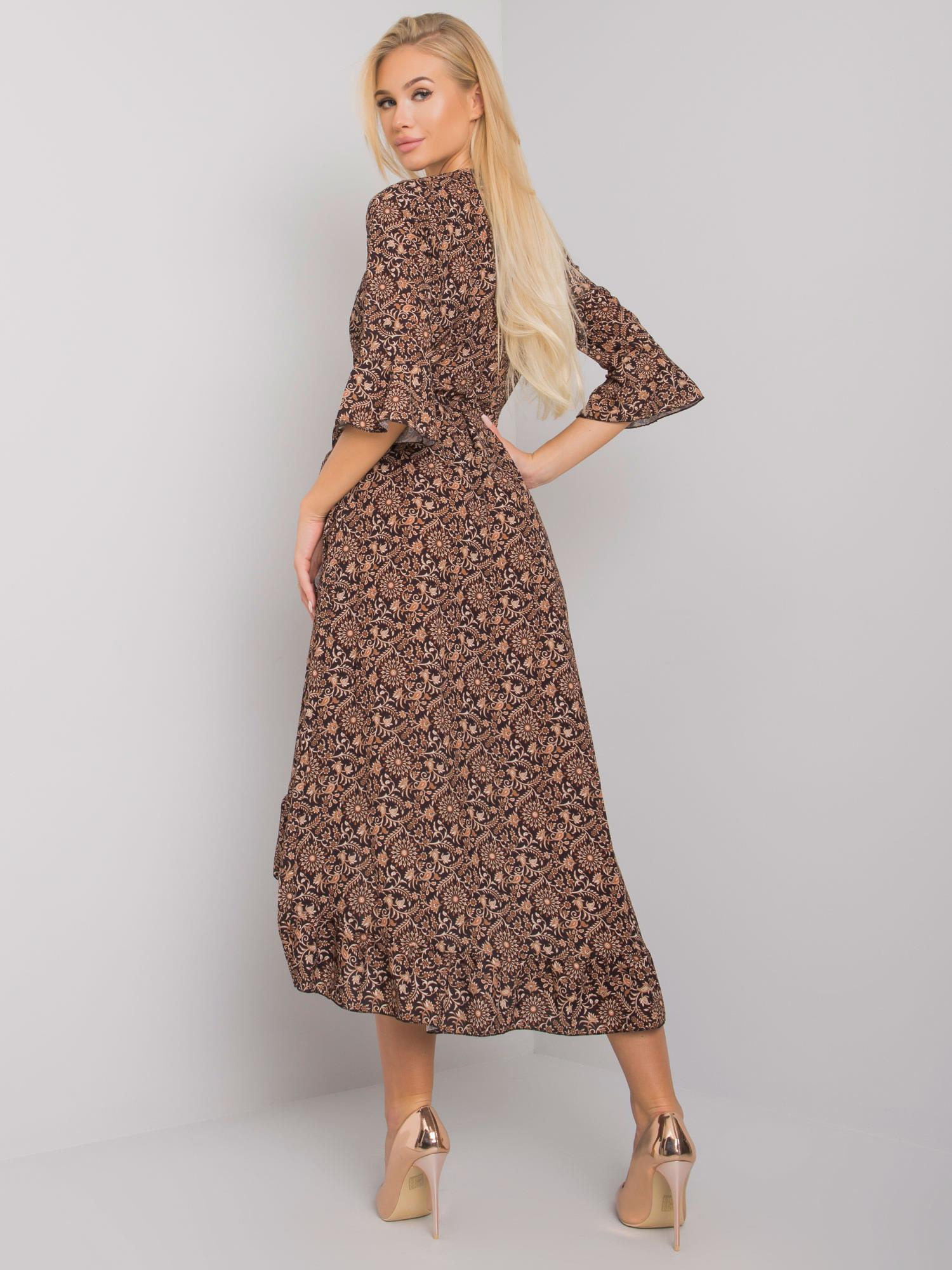 Schwarzes gemustertes Kleid mit Rüsche Williamson OCH BELLA.