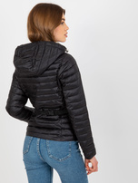 Hurt Czarna przejściowa kurtka pikowana z torebką i kapturem