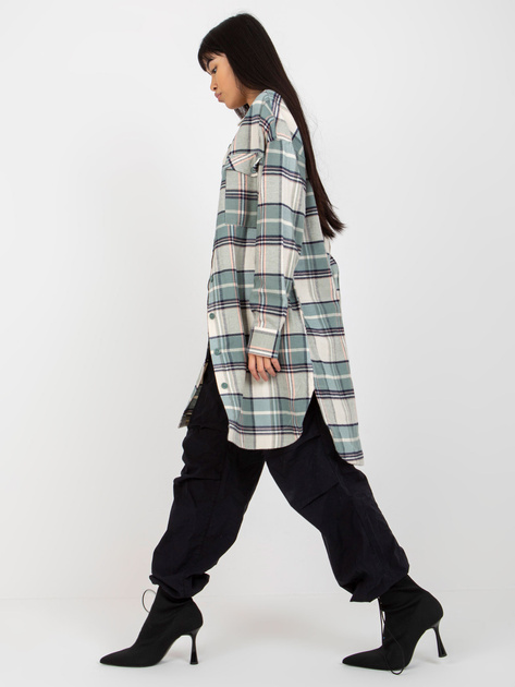 Hurt Khaki luźna koszula długa w kratę STITCH & SOUL