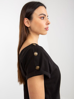 Hurt Czarna bluzka z guzikami na rękawach OCH BELLA