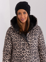 Hurt Czarna damska czapka zimowa z dżetami