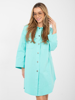 Turkusowa casualowa sukienka o kroju koszuli RUE PARIS