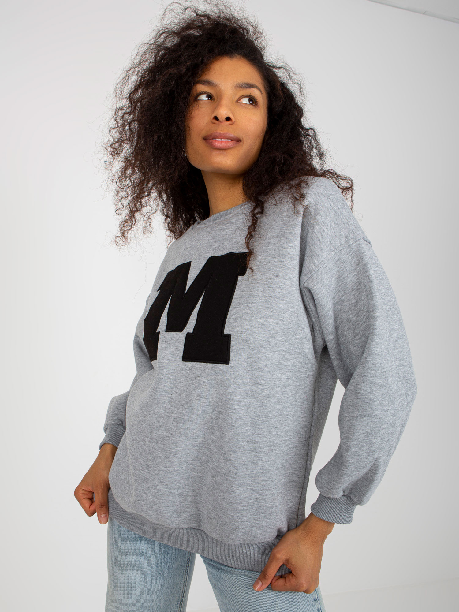 Wholesale Gray Oversized Sweatshirt Without Hood
