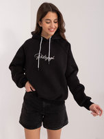 Hurt Czarna dresowa bluza oversize z kapturem  