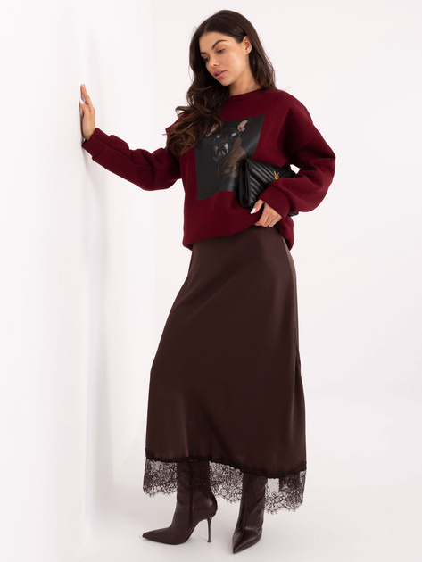 Bordowa damska bluza oversize z ociepleniem