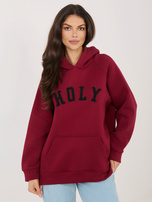 Bordowa damska bluza oversize z kapturem RUE PARIS 