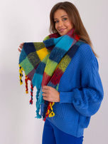 Hurtownia Granatowo-żółty szeroki szal damski