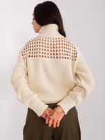 Hurtownia Kremowy dzianinowy golf damski