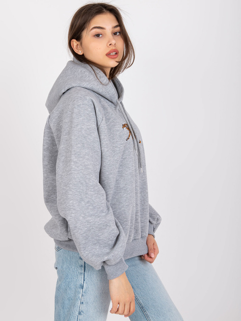 Szara melanżowa damska bluza dresowa z kapturem Peggy