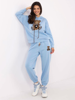 Hurtownia Jasnoniebieski dresowy komplet ze spodniami