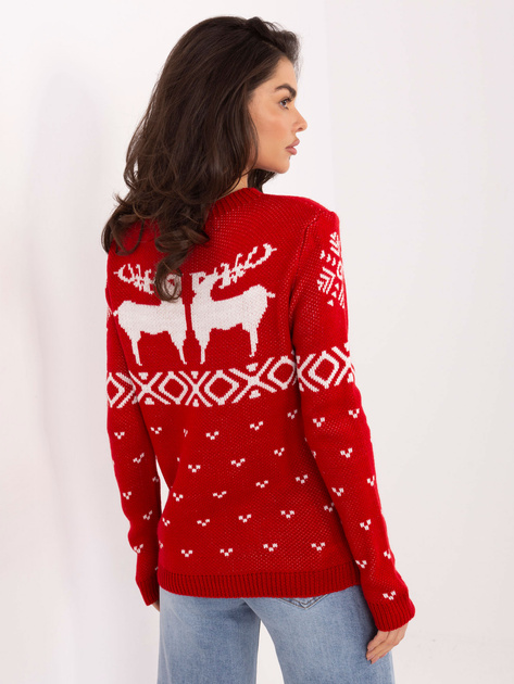 Czerwony świąteczny sweter w serduszka