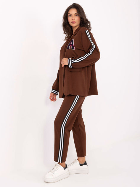Brązowy komplet z marynarką oversize RUE PARIS