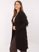 Ciemnobrązowy kardigan w stylu boho RUE PARIS 