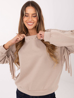 Beige women's country style sweatshirt RUE PARIS.