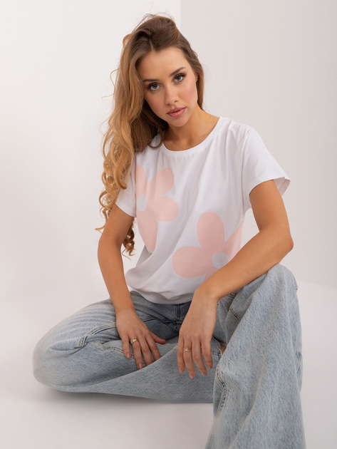 Hurt Biało-jasnoróżowa bluzka z bawełny RUE PARIS